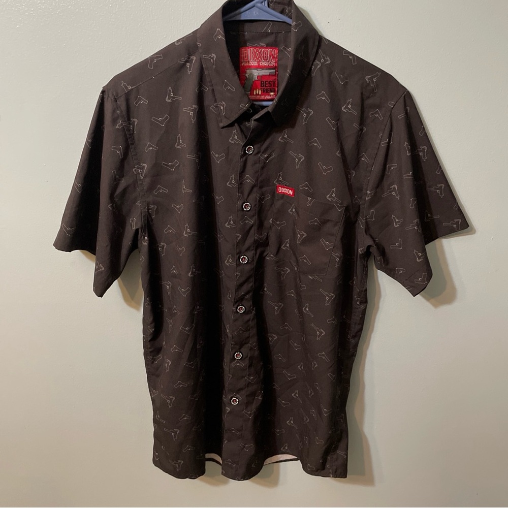 DIXXON Men's Black All over Print Casual Shirt Oversized Small